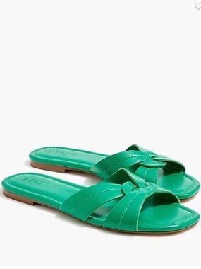 NWT J. Crew Green Braided Slide Sandals in Dublin Green Size 9